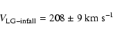 \begin{displaymath}\hspace*{1cm}V_{\rm LG-infall} = 208 \pm 9~\rm km~s^{-1}\end{displaymath}