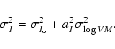 \begin{displaymath}\sigma_{I}^2 = \sigma_{I_{\rm o}}^{2} + a_{I}^{2} \sigma_{\log VM}^{2}.
\end{displaymath}