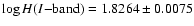 $\log H (I {-}\rm band)= 1.8264 \pm 0.0075$