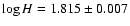 $\log H=1.815 \pm 0.007$