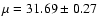 $\mu=31.69\pm0.27$