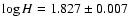 $\log H=1.827\pm0.007$