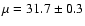$\mu=31.7\pm0.3$