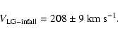 \begin{displaymath}V_{\rm LG-infall} = 208 \pm 9~\rm km~s^{-1}.
\end{displaymath}