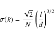 \begin{eqnarray*}\sigma(\hat{\kappa})=\frac{\sqrt{2}}{N}\left(\frac{l}{d}\right)^{3/2}
\end{eqnarray*}