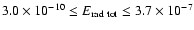 $ 3.0 \times 10^{-10} \le E_{\rm rad~tot} \le 3.7 \times 10^{-7} $