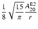 $\displaystyle \frac{1}{8} \sqrt{\frac{15}{\pi}}
\frac{A_{20}^{\rm E2}}{r}$