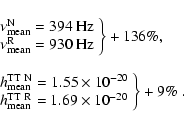 \begin{displaymath}\begin{array}{l}
\left.
\begin{array}{l}
\nu_{\rm mean}^{\...
...1.69 \times 10^{- 20}
\end{array} \right\} +9\%~.
\end{array}\end{displaymath}