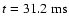 $t = 31.2 {\rm\ ms} $