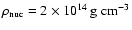 $ \rho_{\rm nuc} = 2 \times 10^{14} {\rm\ g\ cm}^{-3} $