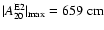 $ \vert A^{\rm E2}_{20}\vert _{\rm max} = 659 {\rm\ cm} $