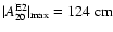 $ \vert A^{\rm E2}_{20}\vert _{\rm max} = 124 {\rm\ cm} $