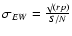 $\sigma_{EW} = \frac{\surd{(rp)}}{S/N}$