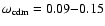 $\omega_{{\rm cdm}}=0.09{-}0.15$