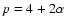 $p = 4+2\alpha$