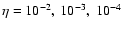 $\eta =10^{-2},~ 10^{-3},~ 10^{-4}$