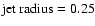 $\hbox{jet radius} = 0.25$