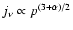 $j_\nu\propto p^{(3+\alpha)/2}$