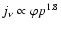 $j_\nu\propto\varphi p^{1.8}$