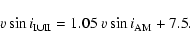 \begin{displaymath}\ensuremath{v\sin i} _{{\rm I}\cup {\rm II}} = 1.05~\ensuremath{v\sin i} _{\rm AM}+7.5.
\end{displaymath}