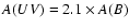 $A(UV)= 2.1 \times A(B)$