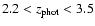 $2.2 < z_{{\rm phot}} < 3.5$