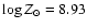 $\log Z_{\odot} = 8.93$
