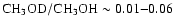 $\rm CH_3OD/CH_3OH \sim 0.01{-}0.06$