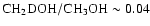 $\rm CH_{2}DOH/CH_3OH \sim 0.04$