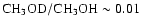 $\rm CH_3OD/CH_3OH \sim 0.01$