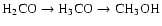 $\rm H_{2}CO \rightarrow
H_{3}CO \rightarrow CH_{3}OH$