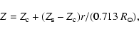 \begin{displaymath}%
Z= Z_{\rm c}+(Z_{\rm s}-Z_{\rm c})r/(0.713~R_\odot),
\end{displaymath}