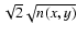 $\sqrt{2}\sqrt{n(x,y)}$