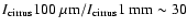 ${I_{\rm cirrus}100~\rm\mu m} / {I_{\rm cirrus}1~\rm mm} \sim 30$