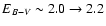 $E_{B-V}\sim 2.0\rightarrow2.2$