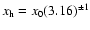 $x_{\rm h}=x_0(3.16)^{\pm1}$