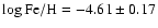 $\log {\rm Fe/H} = -4.61 \pm 0.17$