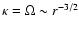 $\kappa=\Omega\sim r^{-3/2}$