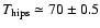 $ T_{{\rm hips}}\simeq 70 \pm 0.5 $