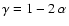 $\gamma = 1 - 2~\alpha$