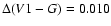 $\Delta (V1-G)= 0.010$