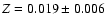 $Z = 0.019\pm0.006$