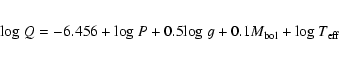 \begin{eqnarray*}{\rm log}~Q=-6.456+{\rm log}~P+0.5{\rm log}~g+0.1 M_{\rm bol}+{\rm log}~T_{\rm eff}
\end{eqnarray*}