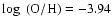 $\log ~\rm (O/H) = -3.94$