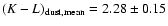 $(K-L)_{\rm dust, mean} =
2.28 \pm 0.15$