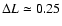 $\Delta L \simeq 0.25$
