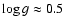 $\log{g}
\approx 0.5$