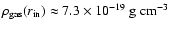 $\rho_{\rm gas}(r_{\rm in}) \approx 7.3 \times
10^{-19}~{\rm g~cm^{-3}}$
