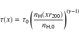 \begin{displaymath}\tau(x) = \tau_0 \left(\frac{n_{\rm H}(x r_{200})}{n_{\rm
H,0}}\right)^{(\gamma - 1)}
\end{displaymath}