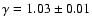 $\gamma = 1.03 \pm 0.01$